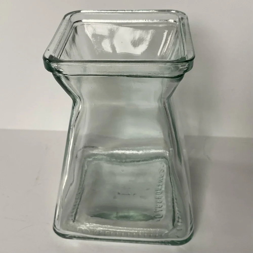 Glass Bulb Vase Square Clear With Flared Top 5” Tall EUC Flower Floral Flared